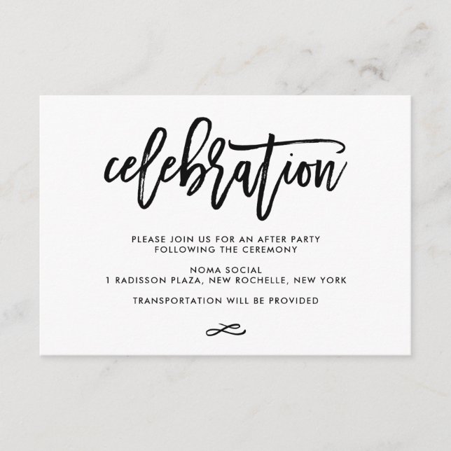 Chic Hand Lettered Wedding Celebration Enclosure (Front)