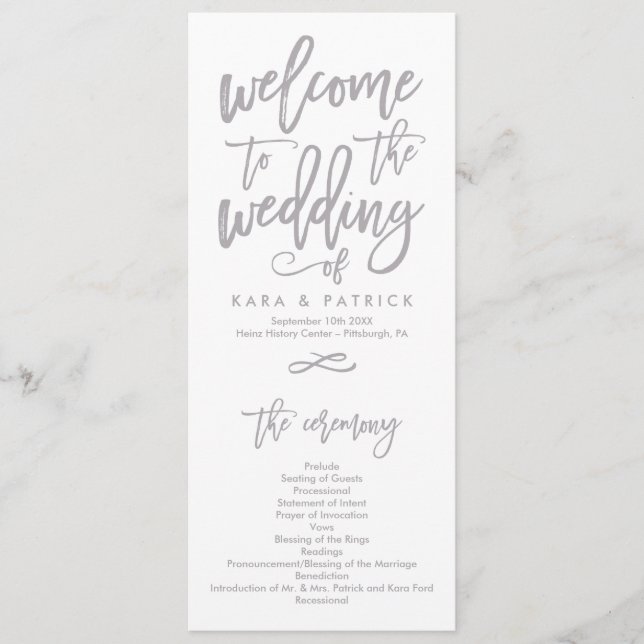 Chic Hand Lettered Wedding Ceremony Program (Front)