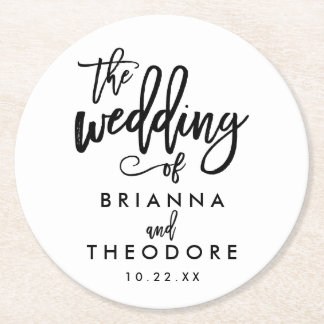 Chic Hand Lettered Wedding Coaster