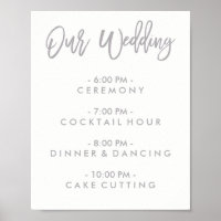 Chic Hand Lettered Wedding Day Of Schedule Poster