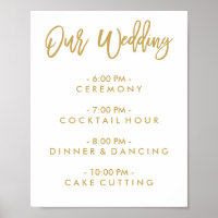 Chic Hand Lettered Wedding Day Of Schedule Poster