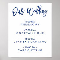 Chic Hand Lettered Wedding Day Of Schedule Poster