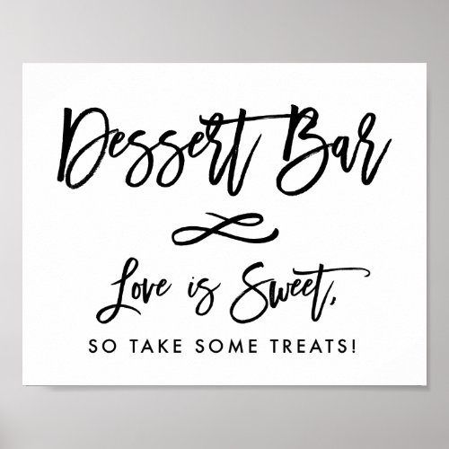 Chic Hand Lettered Wedding Dessert Bar Poster