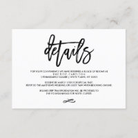 Chic Hand Lettered Wedding Details Enclosure Card