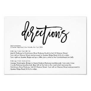 Wedding Direction Cards Greeting Photo Zazzle Chic Hand Lettered Wedding Directions Card