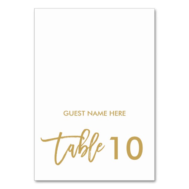 Chic Hand Lettered Wedding Escort Place Card Gold