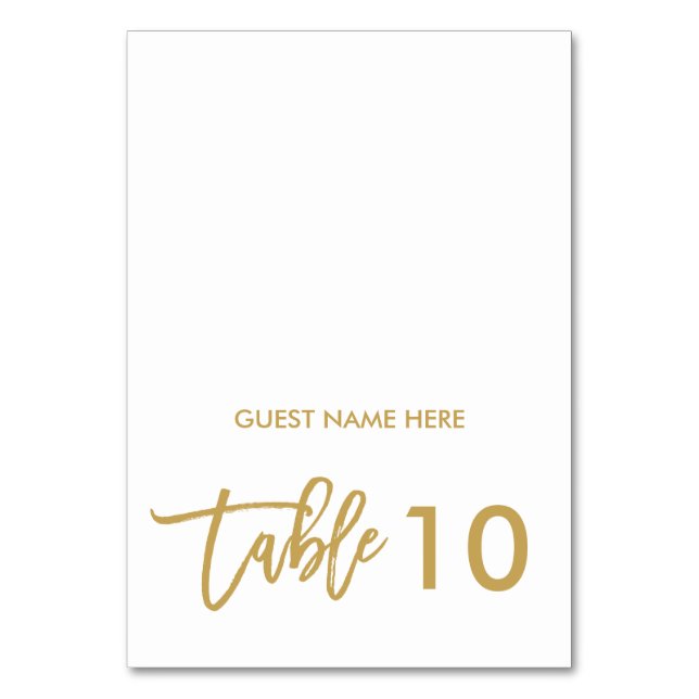 Chic Hand Lettered Wedding Escort Place Card Gold (Front)