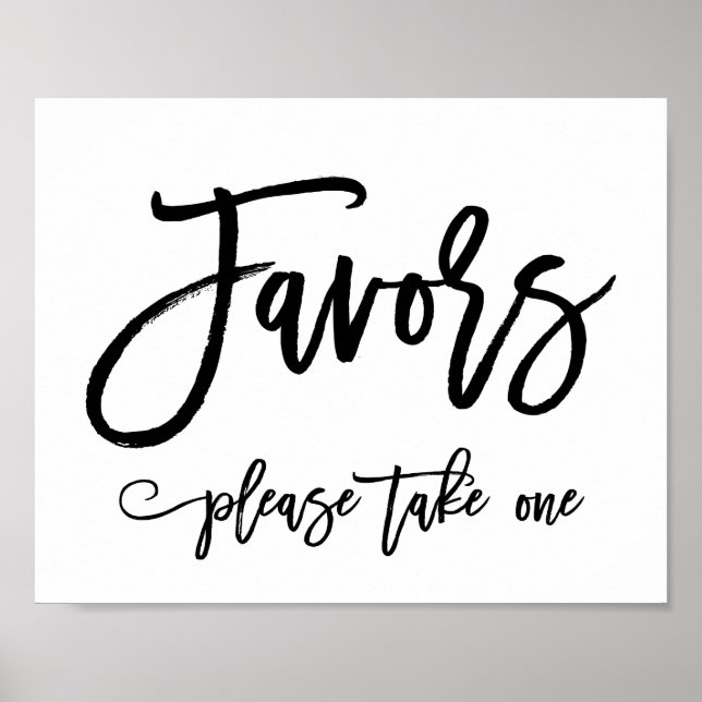 Chic Hand Lettered Wedding Favors Sign (Front)