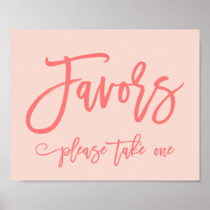 Chic Hand Lettered  Wedding Favors Sign Coral