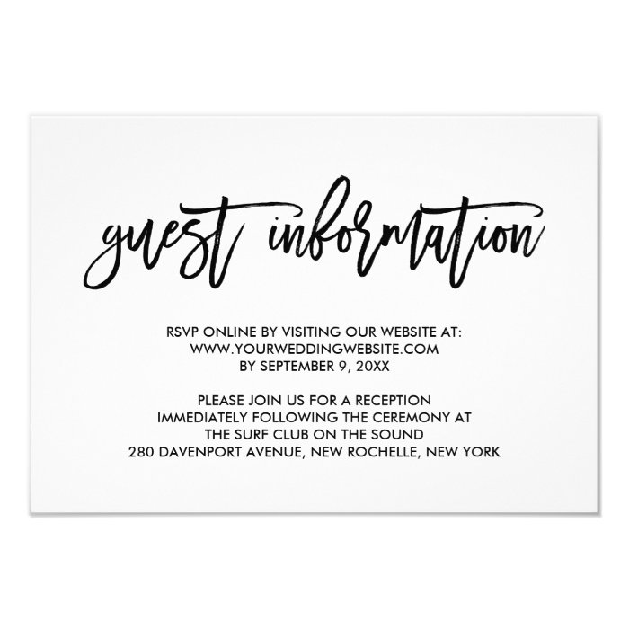 wedding invitation wording for registry office chic lettered wedding guest information card zazzle wedding invitation wording for registry office chic lettered wedding guest information card zazzle