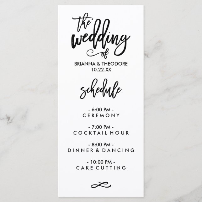 Chic Hand Lettered Wedding Menu (Front)