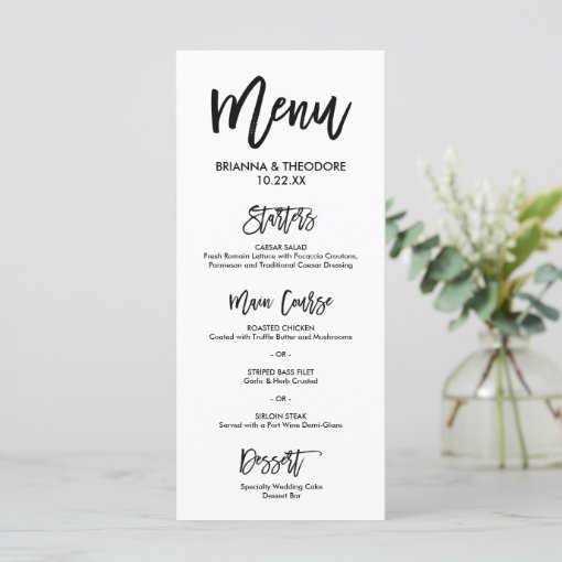 Chic Hand Lettered Wedding Menu | Zazzle