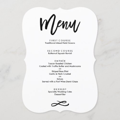 Chic Hand Lettered Wedding Menu