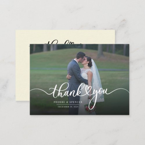 Chic Hand_Lettered Wedding Photo Thank You Note Card