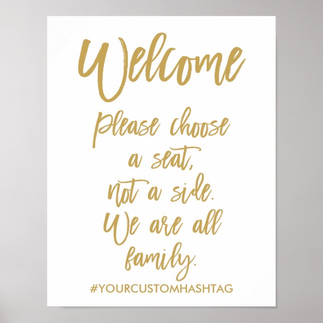 Chic Hand Lettered Wedding Please Choose A Seat Poster (Front)