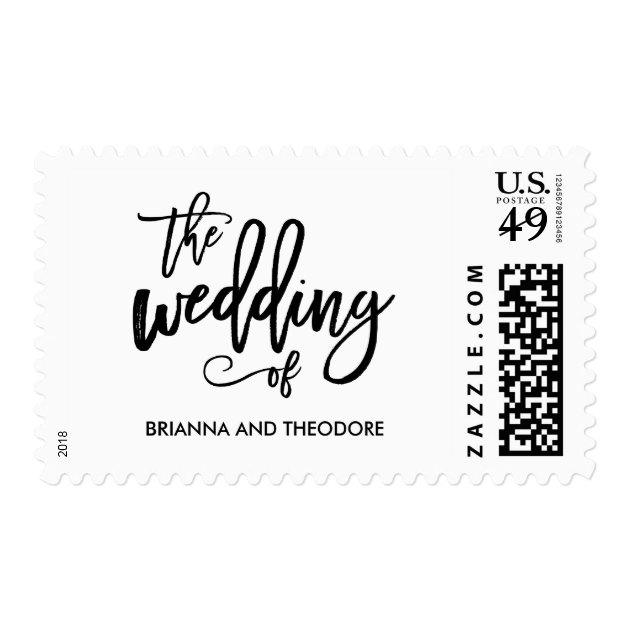 Chic Hand Lettered Wedding Postage Stamp