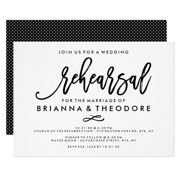 Chic Hand Lettered Wedding Rehearsal Invitation