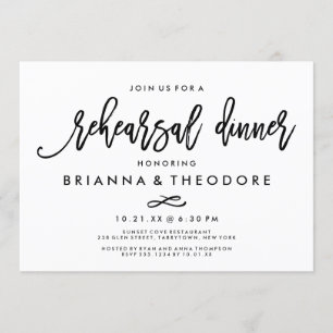 Chic Hand Lettered Wedding Rehearsal Dinner Invitation