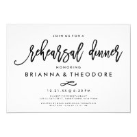 Chic Hand Lettered Wedding Rehearsal Dinner Invitation