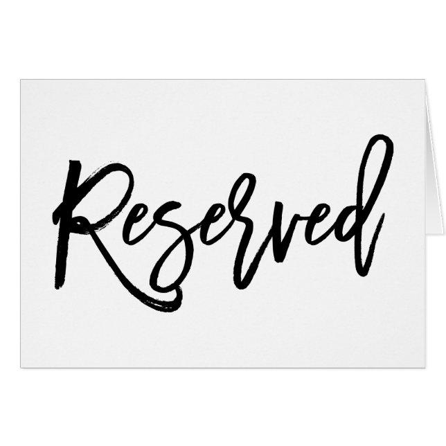 Chic Hand Lettered Wedding Reserved Sign Folded Cards (Front Horizontal)