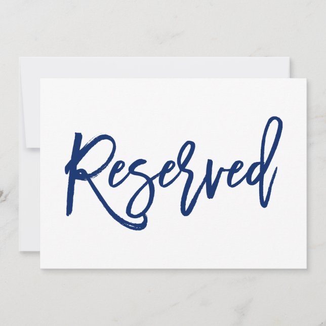 Chic Hand Lettered Wedding Reserved Sign Navy (Front)