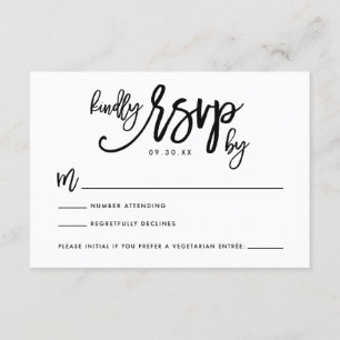Chic Hand Lettered Wedding RSVP Card
