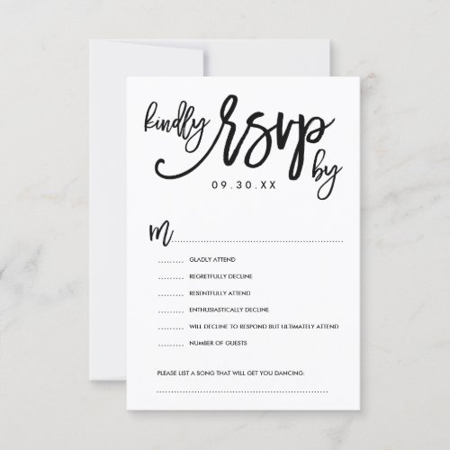 Chic Hand Lettered Wedding RSVP Options Card