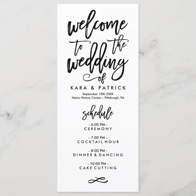 Chic Hand Lettered Wedding Schedule and Program