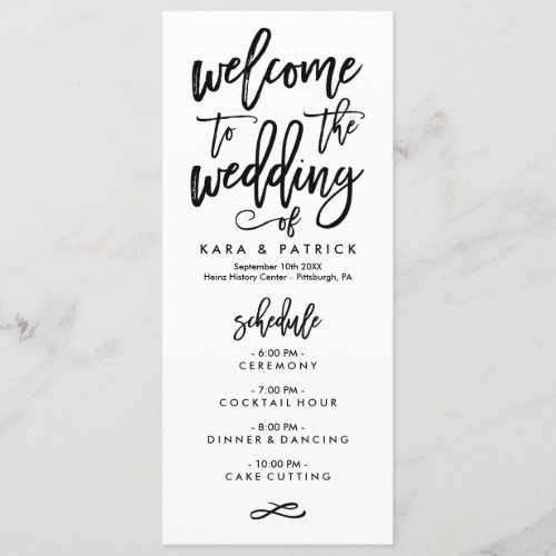 Chic Hand Lettered Wedding Schedule and Program