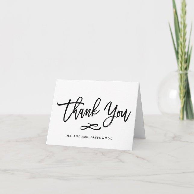 Chic Hand Lettered Wedding Thank You Card (Front)