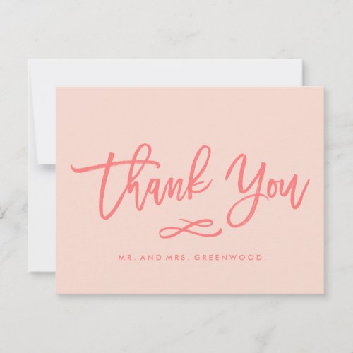 Chic Hand Lettered Wedding Thank You  Coral