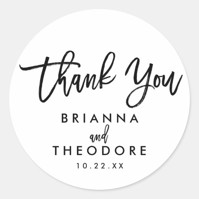 Chic Hand Lettered Wedding Thank You Favor Label (Front)