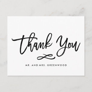 Chic Hand Lettered Wedding Thank You Flat Card