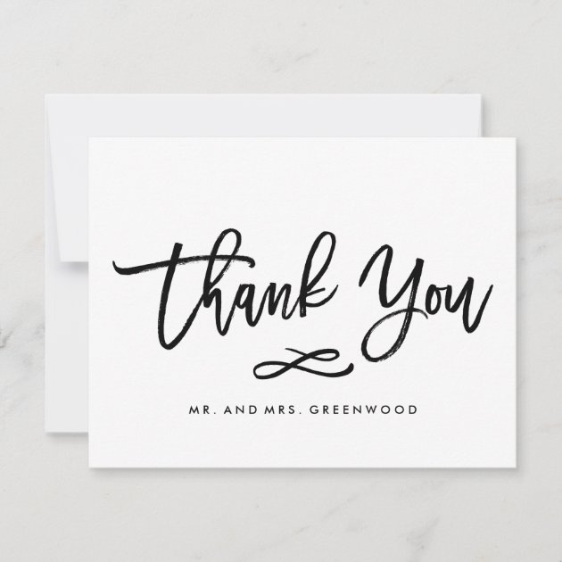 Chic Hand Lettered Wedding Thank You Flat Card