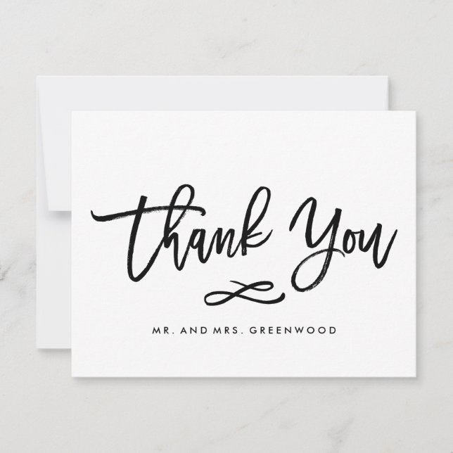 Chic Hand Lettered Wedding Thank You Flat Card (Front)