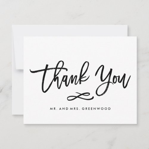 Chic Hand Lettered Wedding Thank You Flat Card