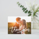 Chic Hand Lettered Wedding Thank You Postcard (Standing Front)