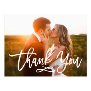 Wedding Thank You Cards Zazzle Chic Hand Lettered Wedding Thank You Postcard