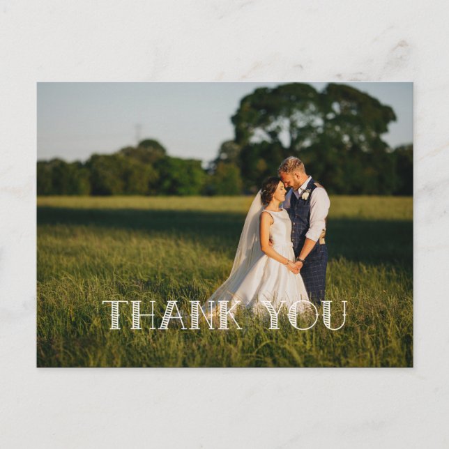 Chic Hand Lettered Wedding  THANK YOU white Postcard (Front)