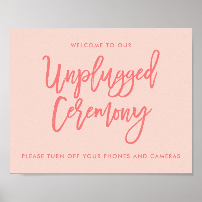 Chic Hand Lettered Wedding Unplugged Ceremony Sign (Front)