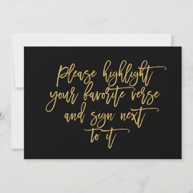 Chic Hand Lettered Wedding Verse Guest Book Sign Invitation (Front)