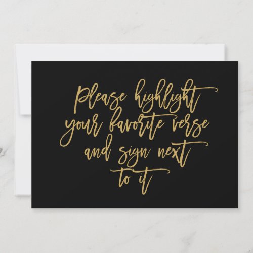 Chic Hand Lettered Wedding Verse Guest Book Sign Invitation