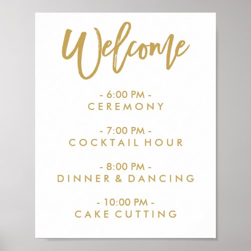 Chic Hand Lettered Wedding Welcome Schedule Poster