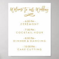 Chic Hand Lettered Wedding Welcome Schedule Poster