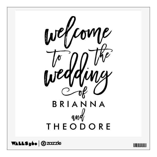 Chic Hand Lettered Wedding Welcome sign Black Wall Decal (Front)