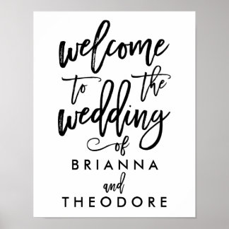 Chic Hand Lettered Wedding Welcome Sign Poster