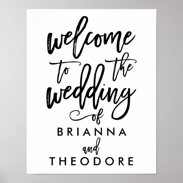 Chic Hand Lettered Wedding Welcome Sign Poster