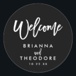 Chic Hand Lettered Wedding Welcome Sticker<br><div class="desc">Welcome Sticker. Customize the background color</div>