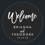 Chic Hand Lettered Wedding Welcome Sticker<br><div class="desc">Welcome Sticker. Customize the background color</div>