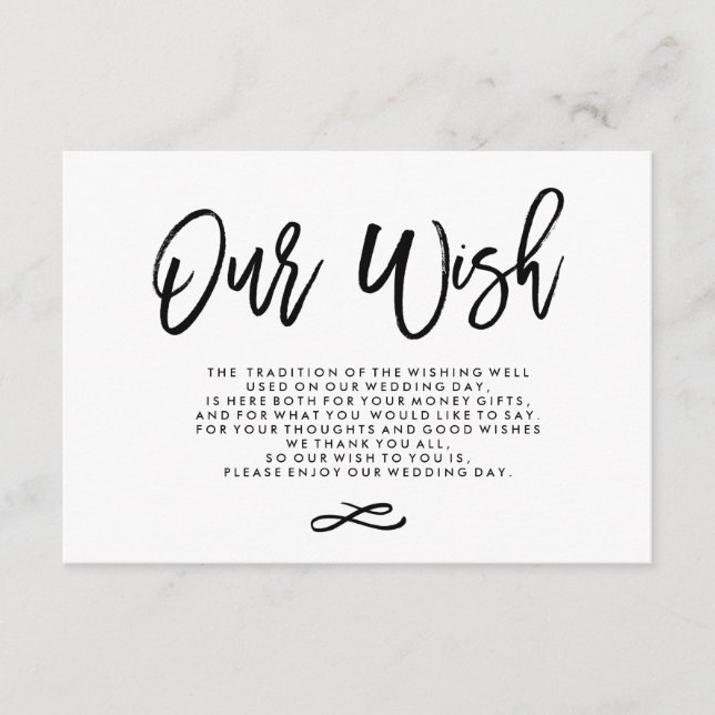 Chic Hand Lettered Wedding Wishing Well Enclosure Card (Front)